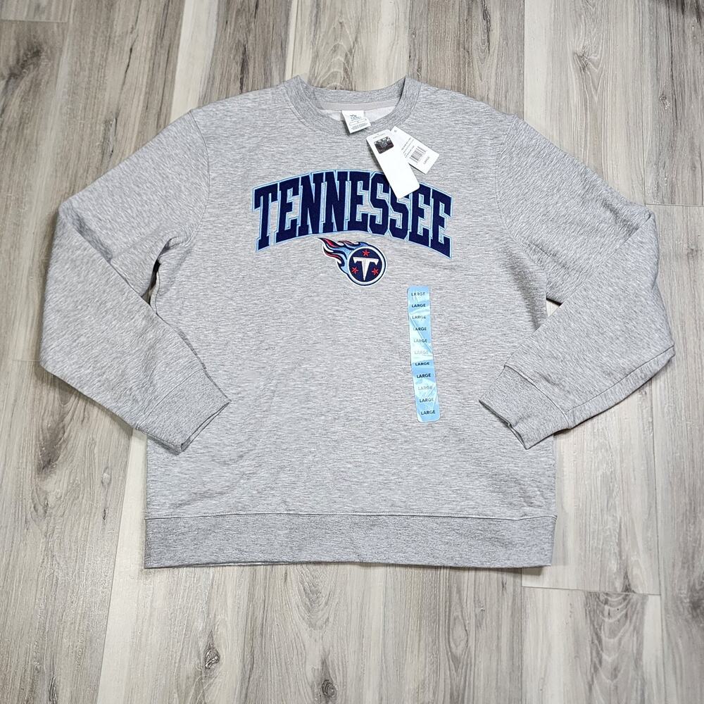 Tennessee Titans Pullover Men's Large Gray Home Arch Cotton Crew Fleece New